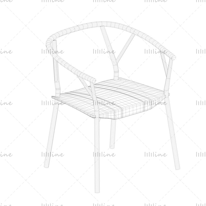 Traditional wooden chair 3d model