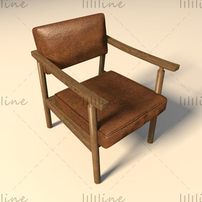 Leather cushion back chair 3d model