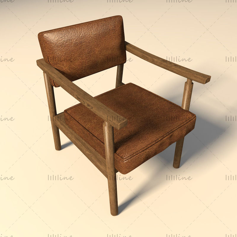 Chaise à dossier en cuir modèle 3D