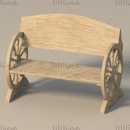 Park wooden chair 3d model