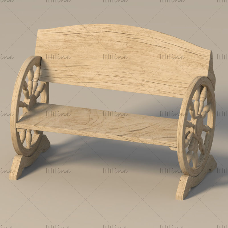 Chaise de parc en bois modèle 3D