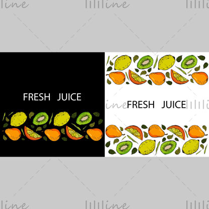 Ilustración digital de frutas de jugo fresco Vector