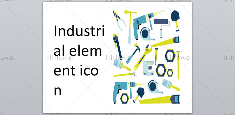 Green industrial elements vector icon ppt format combination pptx format