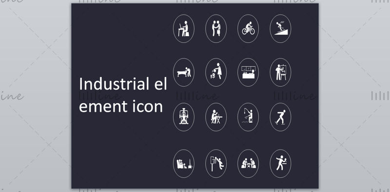 Leven zwarte elementen vector pictogram ppt formaat combinatie pptx formaat