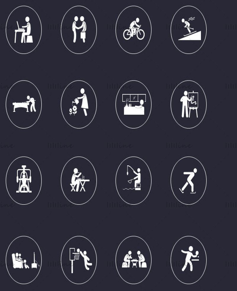 Life black elements vector icon ppt format combination pptx format