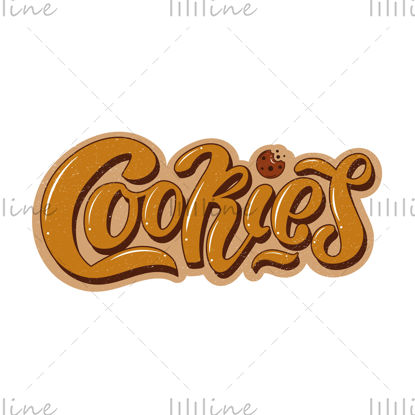 Volume de biscoitos 3d letras à mão Letras bege claro e biscoito de chocolate marrom escuro