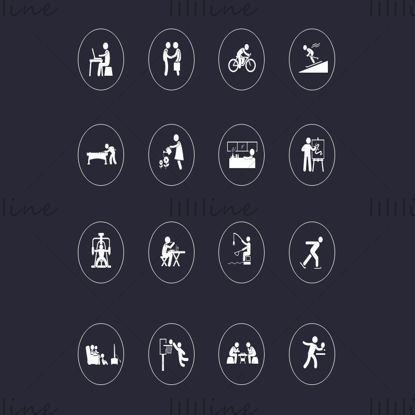 Life black elements vector icon ppt format combination pptx format