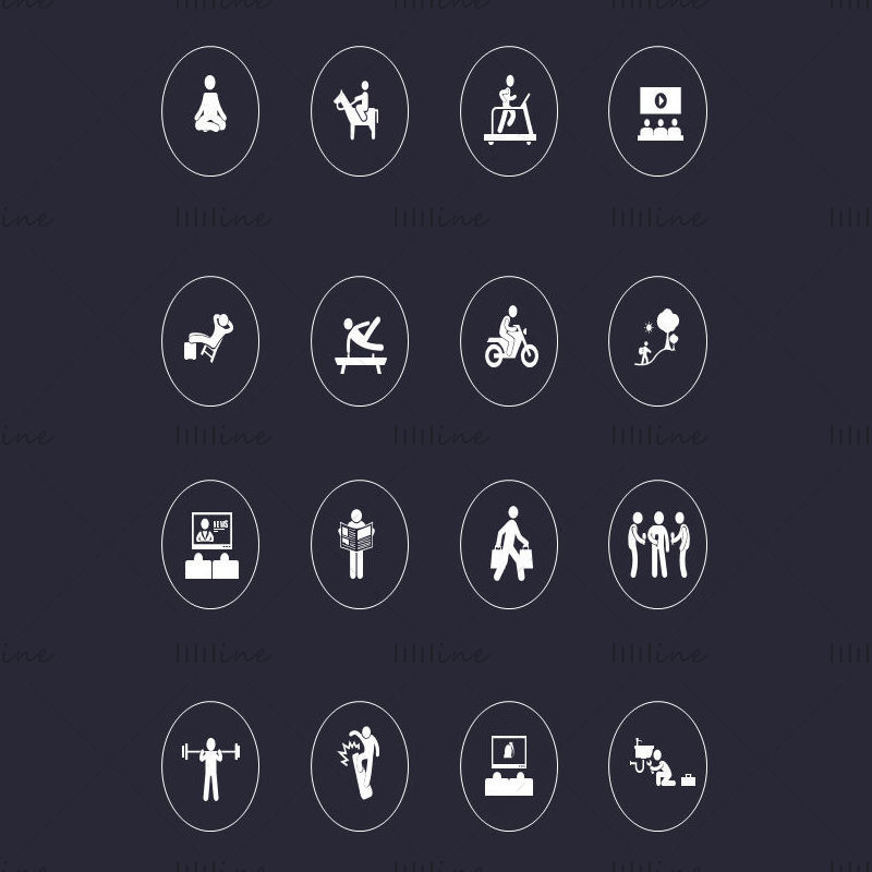 Leven witte elementen vector pictogram ppt formaat combinatie pptx formaat