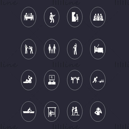 Daily life elements vector icon ppt format combination pptx format