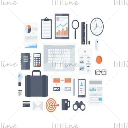 White business elements vector icon ppt format combination pptx format