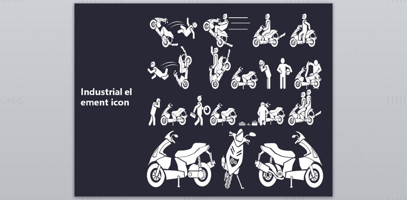 Gray motorcycle daily vector icon ppt format combination pptx format