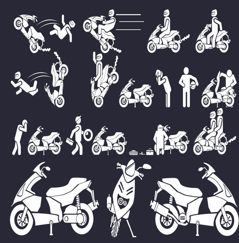 Gray motorcycle daily vector icon ppt format combination pptx format