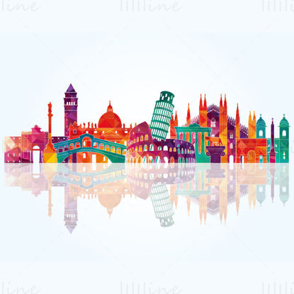 Colorful Italy building group vector