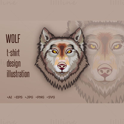 Wolf T-shirt design illustration vector