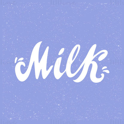 Milk logo  white letters with drops on the textured blue background