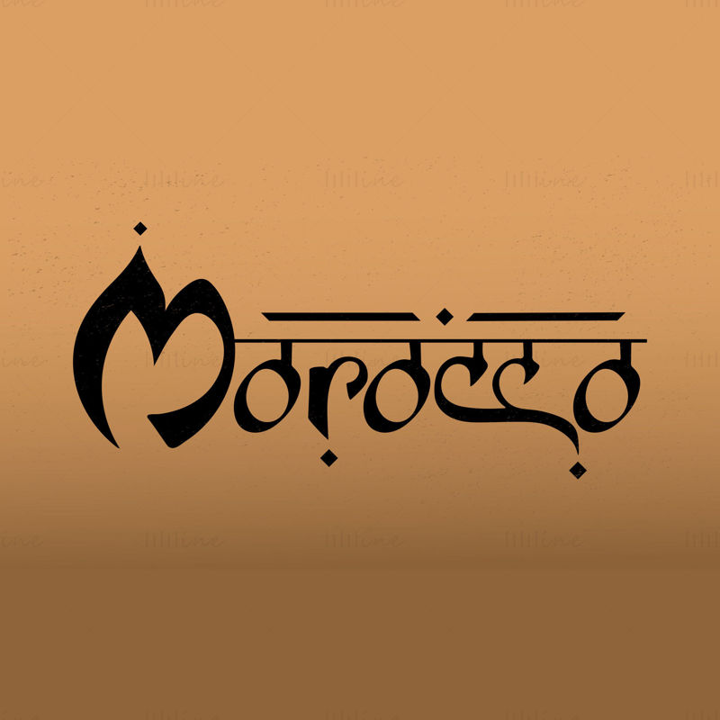 Morocco trendy black letters on the sandy textured background