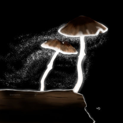Ilustrație strălucitoare de ciuperci
