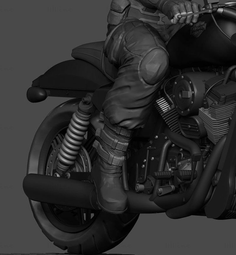 Captain America on Motorcycle 3D Printing Model Stl