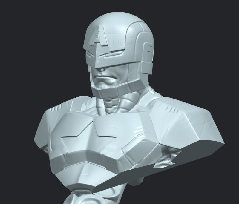 Modello di stampa 3D del busto di Capitan America Stl Obj Fbx