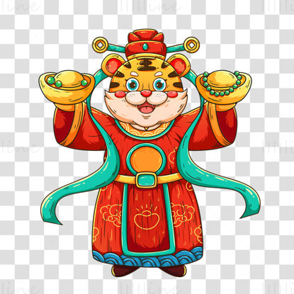 Year of the Tiger God of Wealth Matting Free PNG