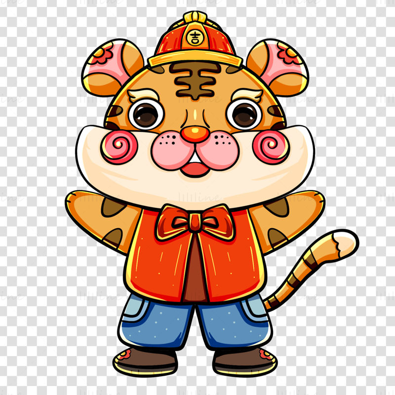Chinese traditional cartoon tiger png material