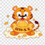 Tiger year cartoon fortune and treasure matting free PNG