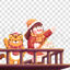 little girl and little tiger rabbit lamp illustration png