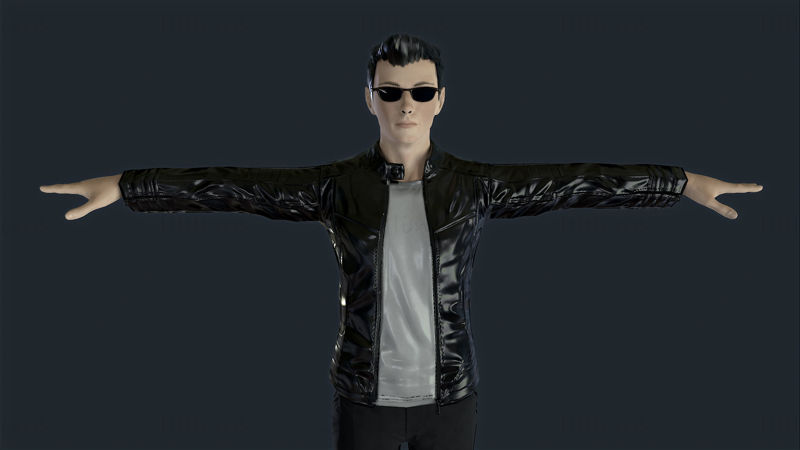 黑客帝国特工Jz -带绑定的角色3D模型