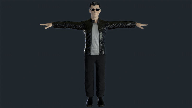 Агент Jz - 3D модел на монтиран персонаж