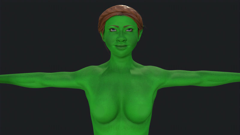 Green Girl - Game Ready Model 3D