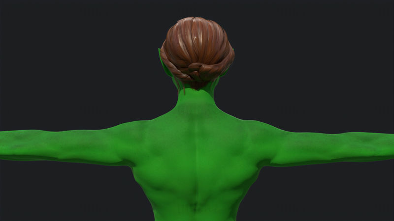 Zöld lány - játékra kész 3D-s modell