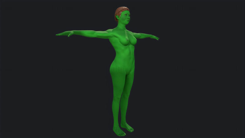 グリーンガール-ゲームレディ3Dモデル