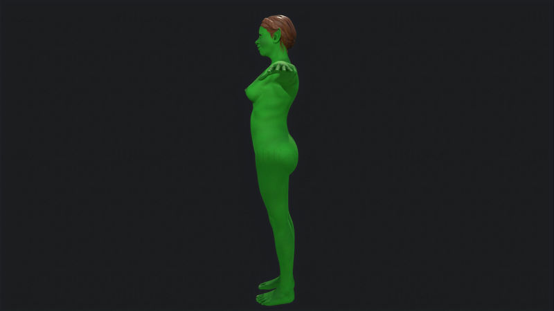 Зеленая девушка - готовая к игре 3D модель