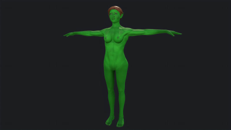 Зеленая девушка - готовая к игре 3D модель