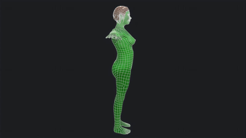 Ragazza verde - Modello 3D pronto per il gioco