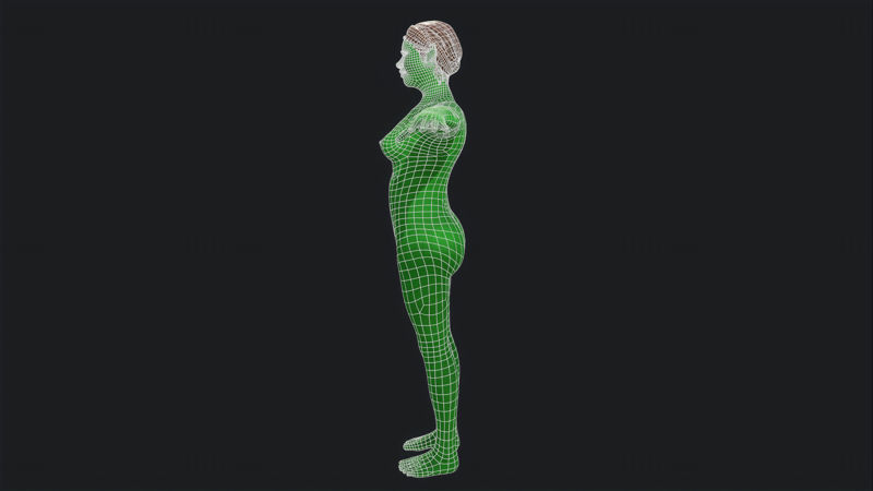 Zelená dívka - 3D model připravený na hru