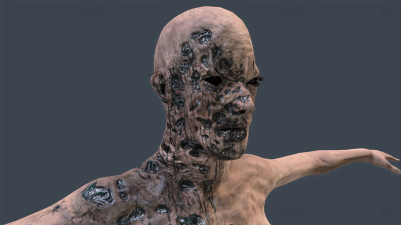Női zombi – játékra kész 3D-s modell