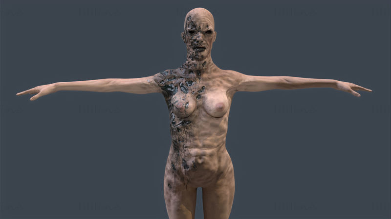 Женско зомби - 3D модел, готов за игра