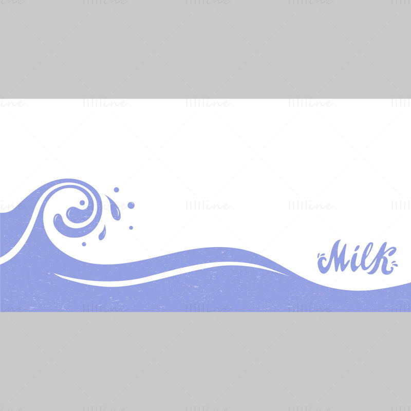 Milk hand lettering and a milky wave with texture Digital vector illustration