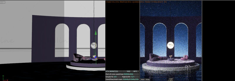 Divers formats scène de nuit 3d de lune de piscine d'eau c4d