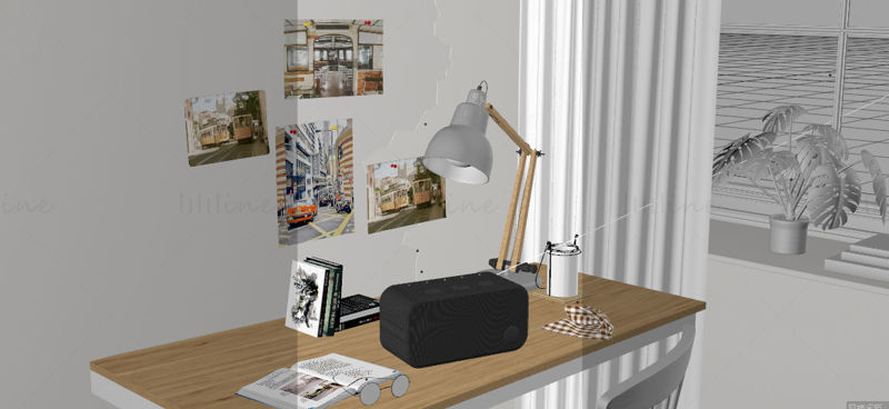 C4D bluetooth audio scene speaker 3d model desk model
