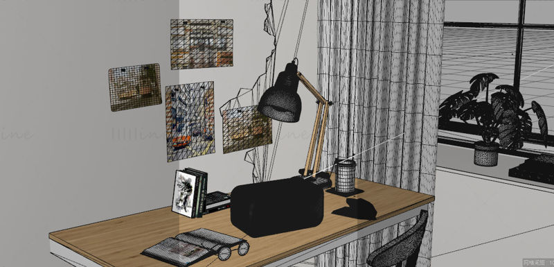 C4D bluetooth reproduktor zvukové scény 3D model stolu