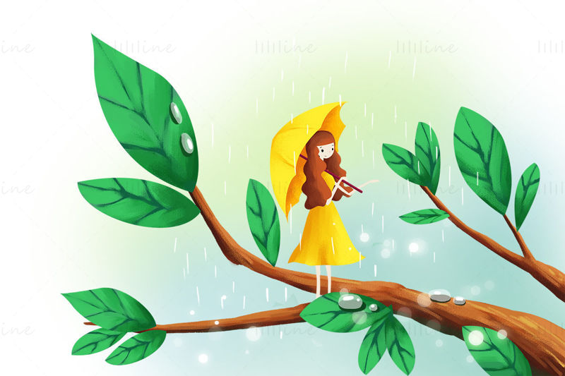 24 solar terms and rainy season illustration