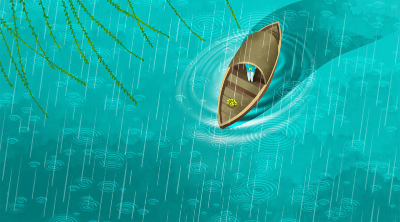 تصویر پس زمینه پوستر قایق بارانی فصل بارانی