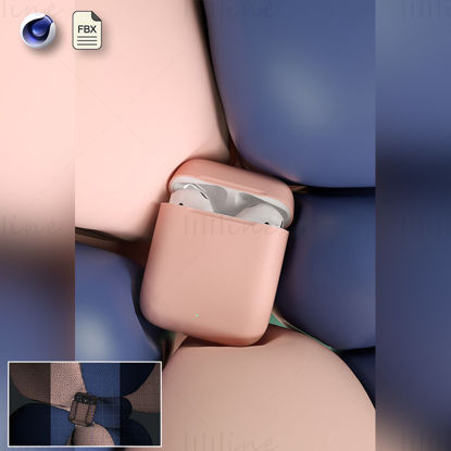 Více formátů c4d bluetooth headset 3D model apple headset model airpods model