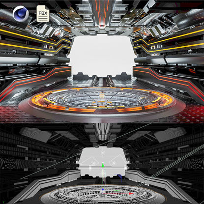 Vari formati c4d canale meccanico 3d scena fantascientifica modello di cabina meccanica modello di capsula spaziale