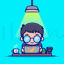 Vector cartoon character employee working overtime