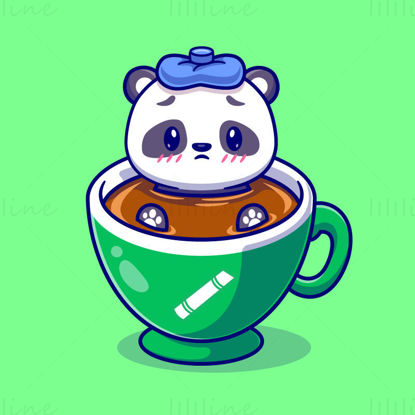 Panda in een kopje, cartoon afbeelding eps-formaat