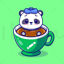Panda in a cup, cartoon illustration eps format
