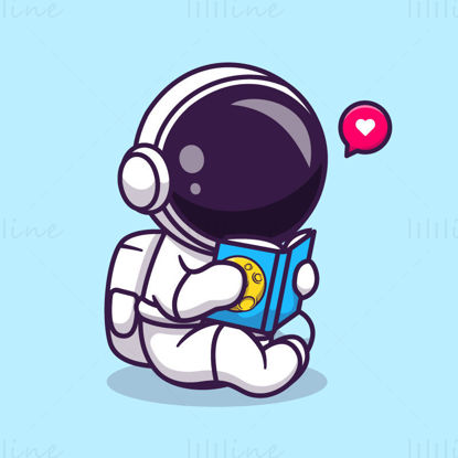 astronaut reading cartoon character eps
